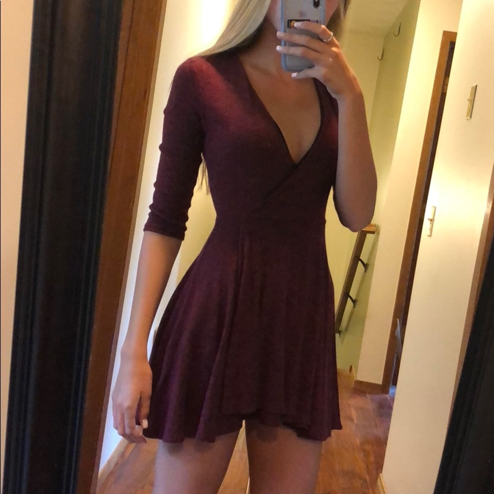 burgundy wrap dress